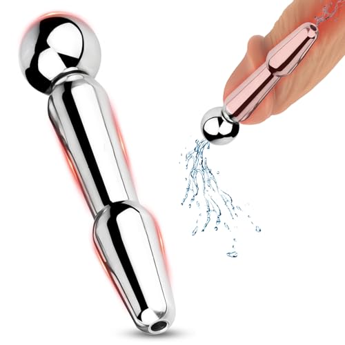 BDSMAGE Hohler Dilator Harnröhre Edelstahl,Harnröhren Dilatatoren mit 2 Abnehmbarer Steckeren Penis Plugs Sexspielzeug Katheter Harnröhre erotisches Sex Spielzeug für die Männer extrem (L)