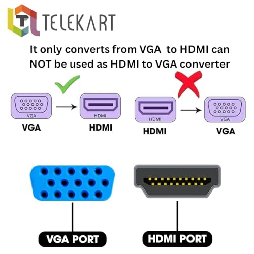 Image of Combo VGA to HDMI Converter with 4k 1.5M HDMI Cable | Unidirectional (VGA to HDMI Only) | 1080P Full HD |Adapter for Laptop /PC to Monitor /Projector /TV Compatible | 6 Month Warranty