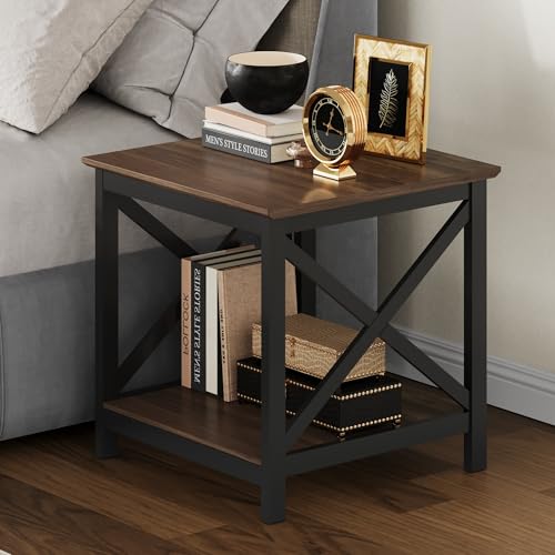 Image of ChooChoo End Tables Set of 2, 24 Inch End Table with 2-Tier Storage Shelf
