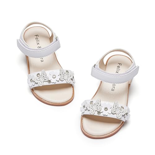 Image of Felix & Flora Toddler Girl Sandals -Flower Girl Dress Shoes Open Toe Little Kid Flats