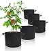 Produktbild KUGARD Pflanzsack aus Vliesstoff | 5X Set 30 Liter | Stabile Pflanztasche mit Griffen für Kräuter Gemüse Tomaten Kartoffeln Erdbeeren Blumen auf dem Balkon & im Garten | Grow Bags 35cm x H30cm