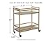 Signature Design by Ashley Kailman Modern Glam Mirrored Metal Bar Cart with Casters, 32