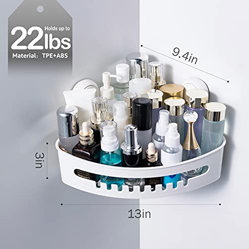 image for LEVERLOC Corner Shower Caddy Suction Cup NO-Drilling Removable Bathroo