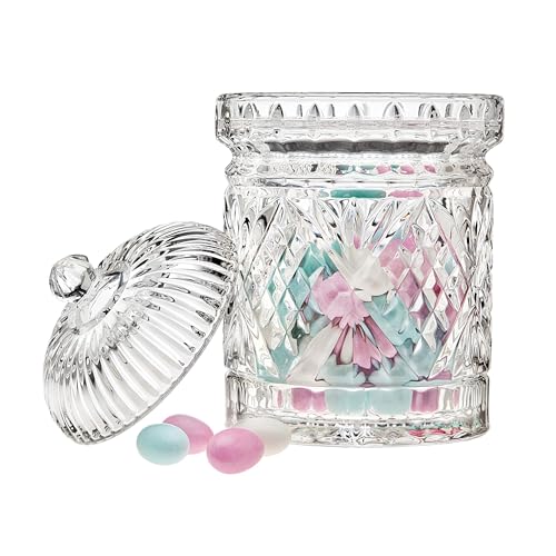 Godinger Dublin Biscuit Barrel, 24% Lead Crystal, 2 Count, Green, Cylindrical, 7 Inches