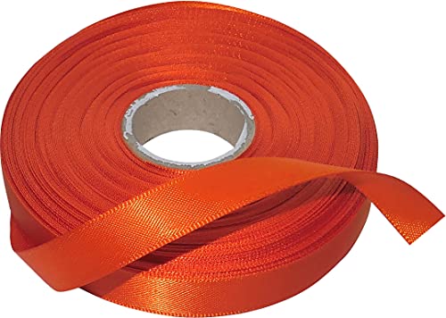 AERZETIX - Nastro di raso satinato doppio lucido decorativo - 9mm x 20 metri - arancio scuro - progetti creativi cucito arte confezione regali festa compleanno - C50589