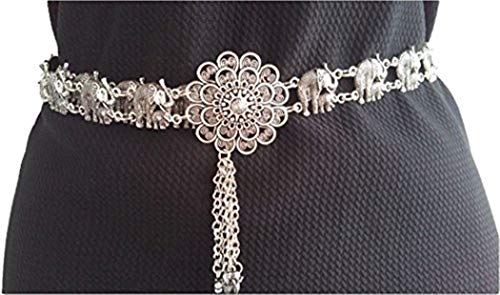 Fashion Dress Belt Full Metal Waist Chains Silver Tone Adjustable, 40"