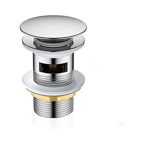 Pop-Up Drain Valve, Universal Drain Fitting Valve, Tool-Free Installation, Drain Valve with Overflow, Brass Sink Plug for Sink and Washbasin Modern Cover