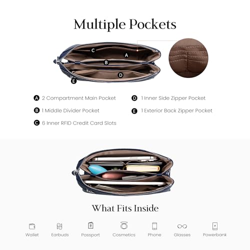 Image of befen Genuine Leather Crossbody Bags for Women, Small RFID Leather Cross Body Purses Shoulder Handbags