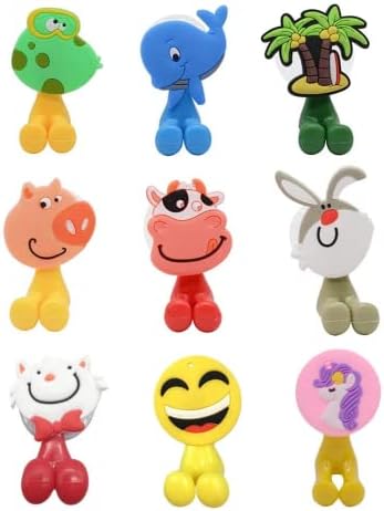 Toothbrush Holder for Kids, Cute Animal Wall Mounted Toothbrush Holder with Suction Cup (9 Pack Animal)