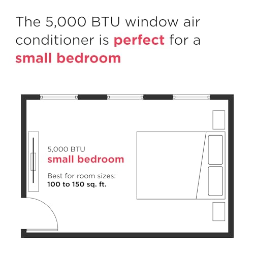 Image of Frigidaire 5,000 BTU Window Air Conditioner with Remote Control, Cools Up to 150 Sq. Ft., Quiet Operation, Eco Mode, 3 Fan Speeds, Auto Restart, White | 5, 000 Btu Cools Up to 150 Sq Ft, Controls Plus Remote, 3 Speeds, Eco and Sleep, Auto-Restart, Washable Filter