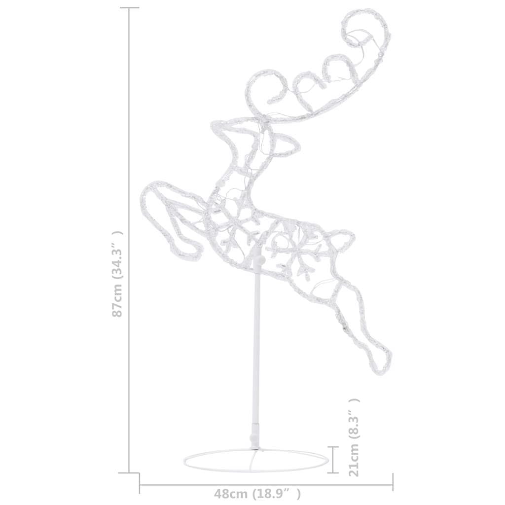 vidaXL Renos Voladores y Trineo, Adorno Navideño de Luces, Renos Trineo Iluminados, Decoración de Luces para Navidad, Blanco Cálido