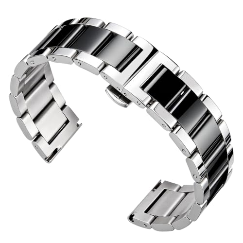 Image of BINLUN Thick Stainless Steel Watch Band Metal Heavy Polished Matte Brushed Finish Watch Strap Replacement for Men Women 16mm /18mm /20mm /21mm /22mm /23mm /24mm /26mm