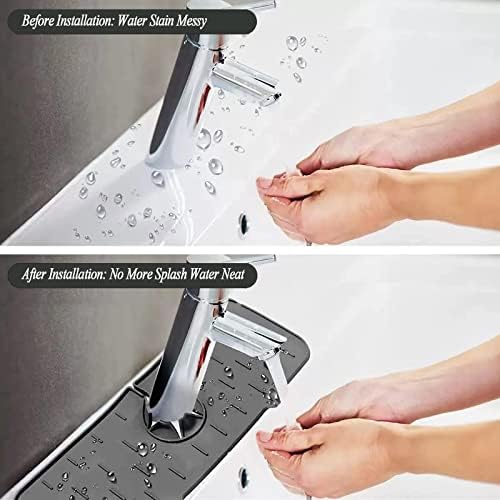 JaAoyoo Sink Splash Guard Silicone Faucet Handle Drip Catcher Tray Sink Accessories Faucet Mat Absorbent Catching Splashes Water for Kitchen Bathroom
