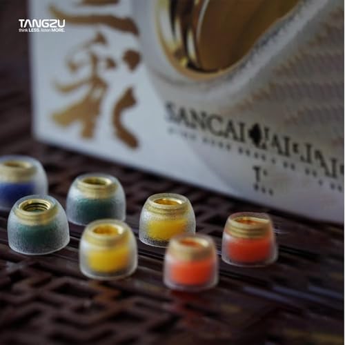 Image of TANGZU Tang Sancai Noble Earbud Tips, Brass IEM Ear Plugs, Replaceable Liquid Silicone Medical Grade Hypoallergic Wide Bore Eartips, Optional XS /S /M /L Size for in Ear Earphones (XS- 1 Pair)