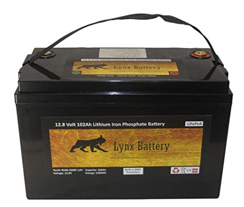 Lynx Battery 12V 100Ah Lithium Iron Phosphate (LiFePO4) Sealed Battery, 5,000+ Cycles with Built-In-BMS for RV, Marine, Golf Cart, Solar and Off-Grid Applications