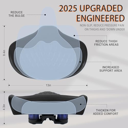 Image of BUCKLOS New Noseless Bike Seat for Comfort Men&Women Extra Wide Bicycle Seat Cushion Oversized Comfortabele Foam Padded Bike Saddle for Peloton Exercise Bike Ebike Cruiser Bikes