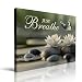 Just Breathe Zen Aesthetic Lotus Flower Wall Decor Framed Butterfly Spiritual Calming Meditation Canvas Wall Art Spa Yoga Peaceful Prints Mandala Floral Poster Buddhist Relaxing Painting (12"x16")