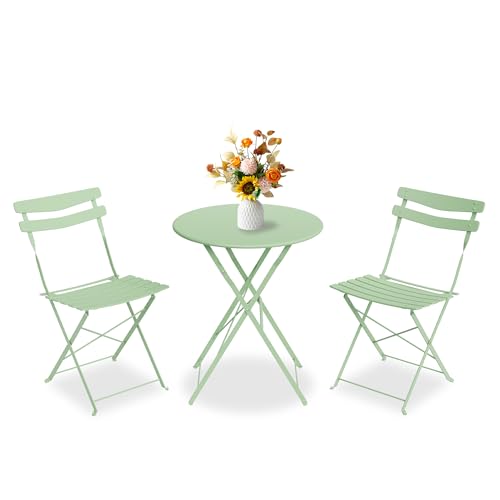 GAOMON 3-Piece Bistro Set – Steel Frame Space-Saving Folding Patio