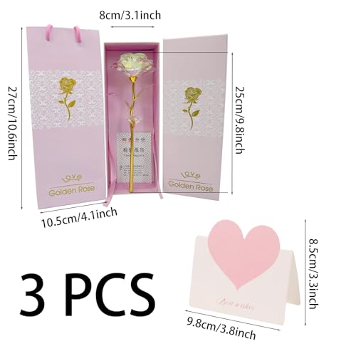 HEOUCH Infinity Rose Rosa Am Stiel, Ewige Rose im Geschenkbox, Eternal Blumengeschenk für Frauen, Inklusive Grußkarte, Geburtstag Muttertag Valentinstag Jahrestag Geschenk für Sie (B)