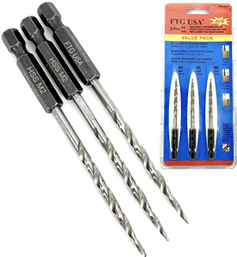 FTG USA 3 Pc #6 9/64" Replacement Tapered Drill Bits Only All Same Size Set by FTG USA - Used condition - US$12.21