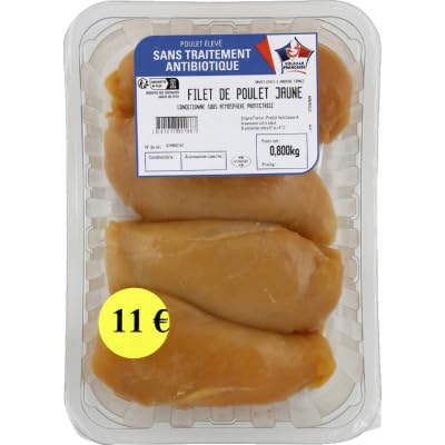 Premier Prix Filet de poulet blanc certifie sans antibiotique - La barquette de 800 g