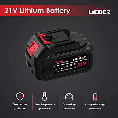 Battery Powered Pressure Washer, Lieber 21V Cordless Portable Power Cleaner 3Ah 410 PSI/ 2800KPA Power Washer Electric Pressure Washer for Car, RVs Boats or Home Projects - 6 in 1 Nozzle (Red)
