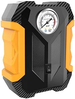 Compressore d'aria portatile per pneumatici, display analogico, pompa elettrica intelligente, nero e arancione