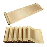  U\'Artlines 6er Set Platzsets und Tischläufer Hitzebeständigen Waschbaren Woven Vinyl Tischsets und Tischläufer(6+1,Gold)