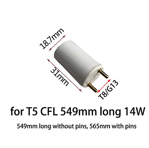 E-Simpo® 50-Pack Cfl T8 To T5 Fluorescent Tube Side Cap Adapter G13 To G5 Tube Socket Adapter T8-T5 Tube Side Cap Converter, Allow You Install T5 28W Cfl Into T8 Fixture (L36 For 4Ft/1165Mm T5 Tube) #TOP5