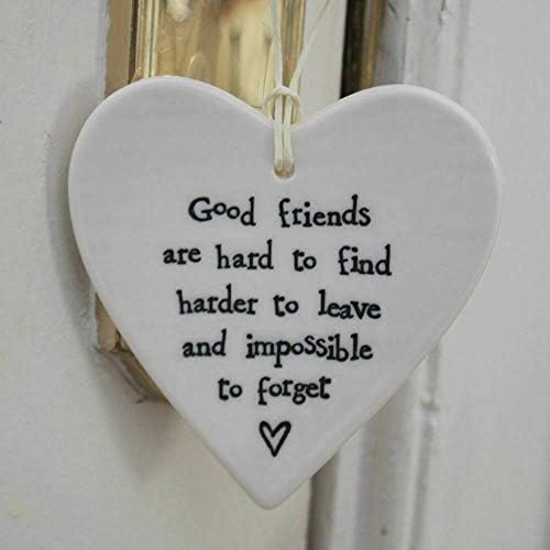 New Ceramic Hanging Heart - Good Friends are Hard to Find 2049 by East of India