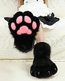 BNLIDES Cosplay Tier Katze Wolf Hund Fuchs Fursuit Füße Pfote Klaue Schuhe Pelzstiefel Kostüm Zubehör für Erwachsene, schwarz/pink, Free Size