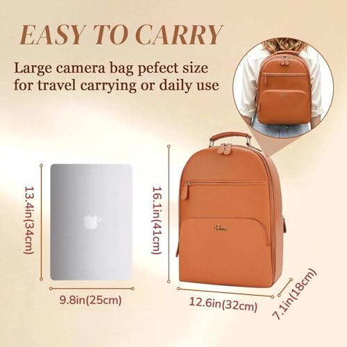 Mochila clásica para cámara de cuero PU para DSLR miniatura 3