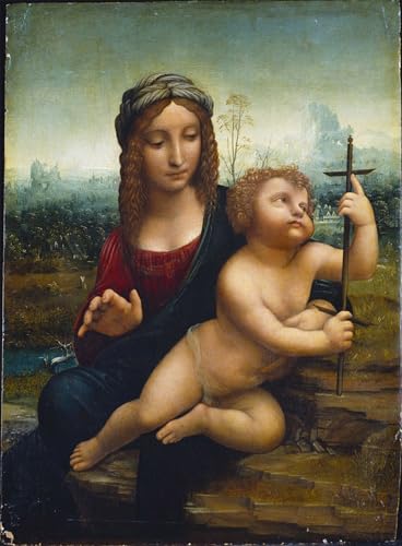 Tableau la dame au bobinoir de Léonard de Vinci - Impression sur toile pour salon 60x90cm