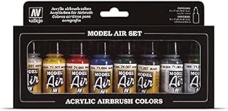 Vallejo Model Air Basic Colors Acrylic Paint Set for Air Brush - Assorted Colours (Pack of 8)