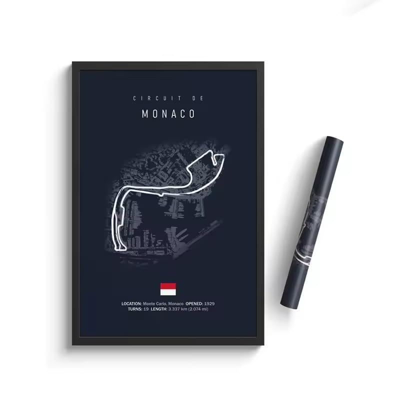 Designful F1 Circuit Track Canvas Wall Art Poster Formula 1 Motorsport Racing Wall Décor Gift Unframed