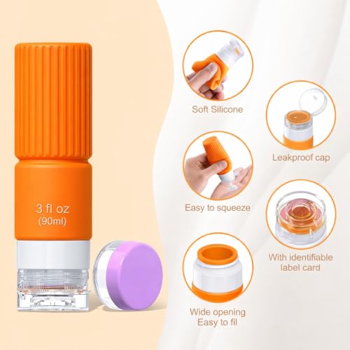 18-Pack Travel Bottles for Toiletries, TSA Approved Travel Size Containers, Leak Proof Silicone Squeezable Travel Accessories for Shampoo Conditioner Lotion, Refillable Toiletry Bottle Set with Bag