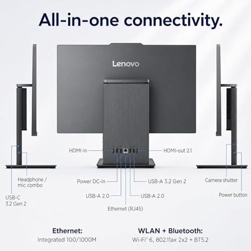 Image of Lenovo IdeaCentre All-in-One Business Desktop, 27 inch FHD, Intel Core i7(12 Core, 20 Threads),External Monitor Support, Ethernet, Wireless KB & Mouse, Windows 11 Pro (64GB RAM | 2TB SSD)