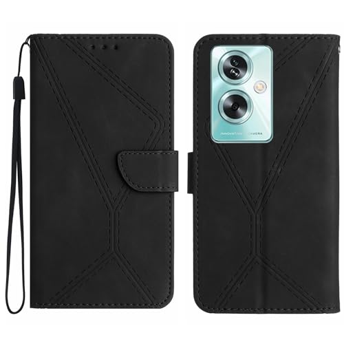 Rfvzubemok Compatible with Oppo A59 5G Case,Compatible with Oppo A59 5G Kickstand Flip Card Slot Magnetic Closure Phone Cover Black