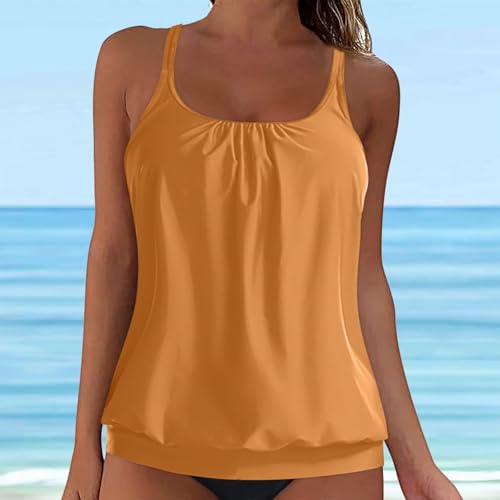 Blouson Tankini Tops for Women High Neck Swim Top Tummy Control Bathing Suit Top Modest Swim Tank Top No Bottom4