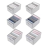 6 Stück Schubladen Ordnungssystem für Jeans Hosen Hemden, Aufbewahrungsboxen Schubladenbox im Kleiderschrank Schubladen Kommode , Kleideraufbewahrung Organizer Box | 34cm*25cm*20cm*6 Staufächer