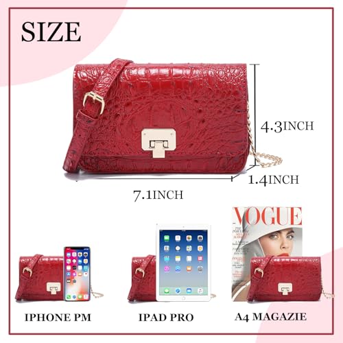 Image of Makcr Joacbv Small Crocodile Crossbody Cell Phone Purse for women Vegan Leather Clutch Wallet with Leather Shoulder Strap | Small