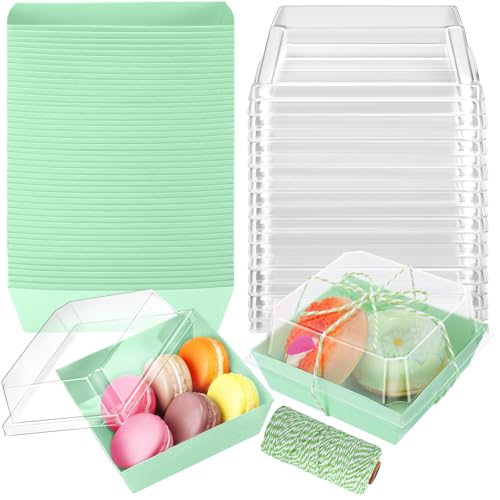 Ctosree 100 Pcs Charcuterie Boxes with Clear Lids, 4.5 Inches, Light Green