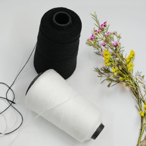 Image of EmbroideryMaterial Black & White Polyester and Cotton Embroidery Thread, Sewing Threads, Thread for Craft, Stitching Thread, Threads for Sewing Machine (2 Rolls, 450 Meters, 1 MM Thick)