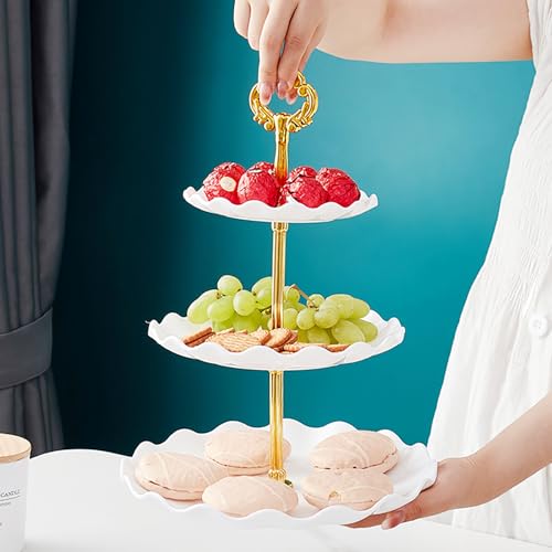 NovaHF 5 Pieces Cupcake Stand Set, 2 Pieces 3 Tier Cupcake Stands with 3 Pieces Appetizer Trays Dessert Table Display Set for Tea Party Serving Platter and Wedding - Image 3