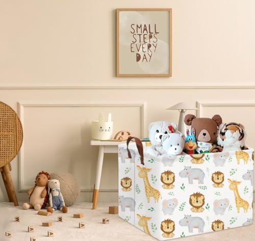 Image of Baby Basket Woodland Toy Storage kids Baby Boy Girls Basket Rectangular Storage Bin Organizer Boxes for Room Decor Books(Baby Hamper)