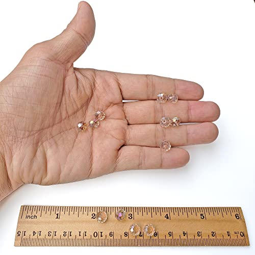 Image of 8mm Rondelle Silver Champagne Glass Beads for Jewelry Making, 300pcs Faceted Briolette Crytal Spacer Beads for Bracelet Necklace Earring