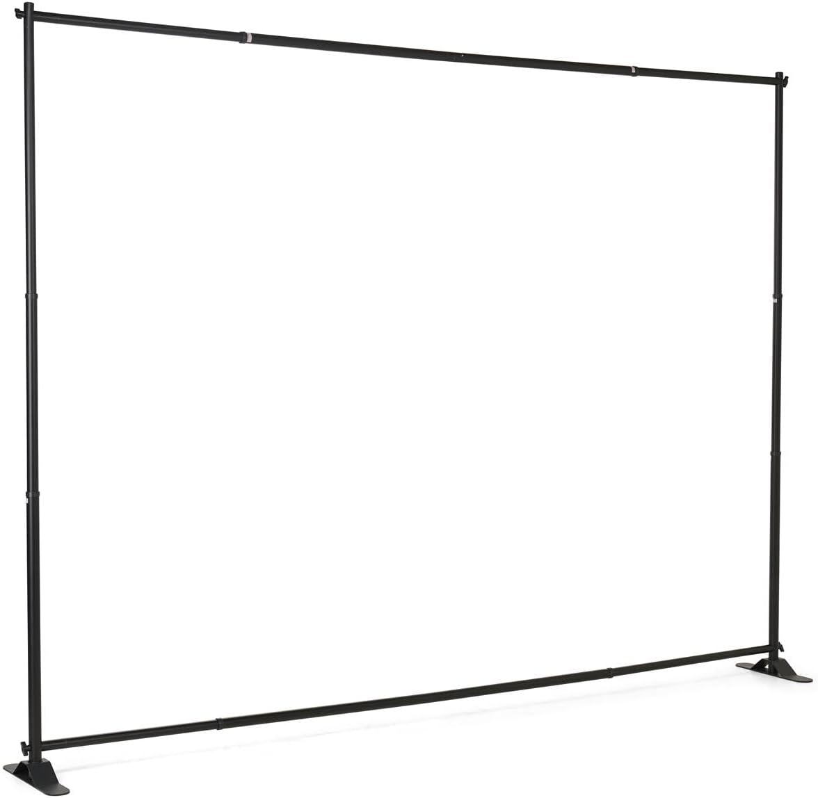 Displays2go 8'h x 10'w Adjustable Aluminum Tube Frame Step and Repeat Backdrop Stand for Red Carpet Events with Steel Feet and Black Carry Bag - Black (BWALL8)