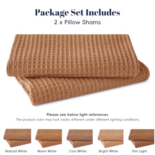 PHF Cotton Waffle Throw Pillow Covers 24" x 24", Cinnamon Brown, No Insert by PHF - Used condition - Image 7