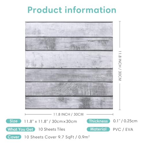 Commomy 3D Wandpaneele Selbstklebend Holzoptik, 10 Stück, 30 x 30 cm, Retro Hochwertige PVC Wandverkleidung Selbstklebend Holz, für Wohnzimmer, Schlafzimmer, Innerwanddekoration