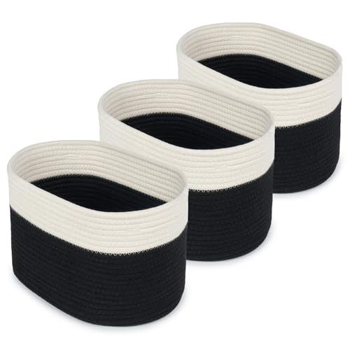 KALLAX Black/White Storage Basket for Shelves Organizing, Woven Rope
